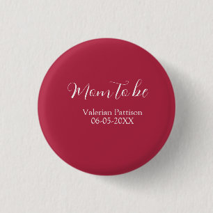 Badge Rond 2,50 Cm future maman nom date bordeaux blanc baby shower r