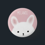 Badge Rond 2,50 Cm Fuzzy Bunny Pink Personnalised<br><div class="desc">Bouton personnalisé kleptok adorable.</div>