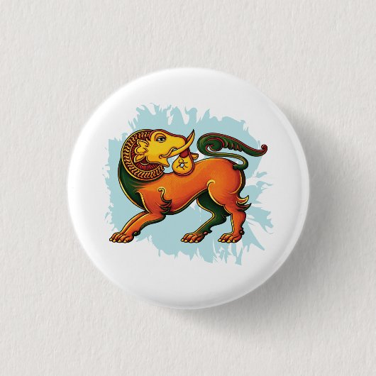Badge Rond 2,50 Cm Gajasinha – Mythical Guardian of Strength (Devant)