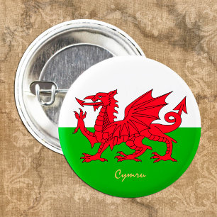 Badge Rond 2,50 Cm Gallois Drapeau & Pays de Galles mode patriote, sp