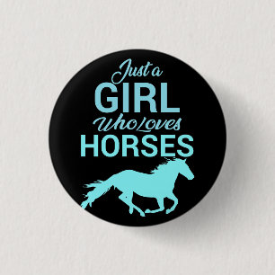 Badge Rond 2,50 Cm Galop de cheval Une fille qui aime les chevaux