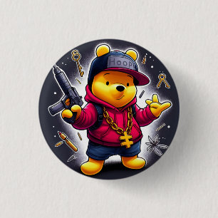 Badge Rond 2,50 Cm Gangsta Winnie l'Ooh 1