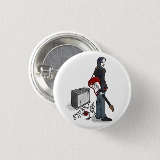 Badge Rond 2,50 Cm garçon avec guitare (Devant & derrière)