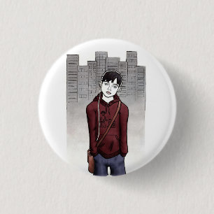 Badge Rond 2,50 Cm garçon en écoutant de la musique