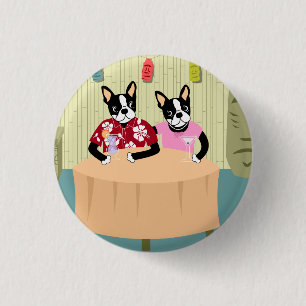 Badge Rond 2,50 Cm Garçon et fille de Boston Terrier
