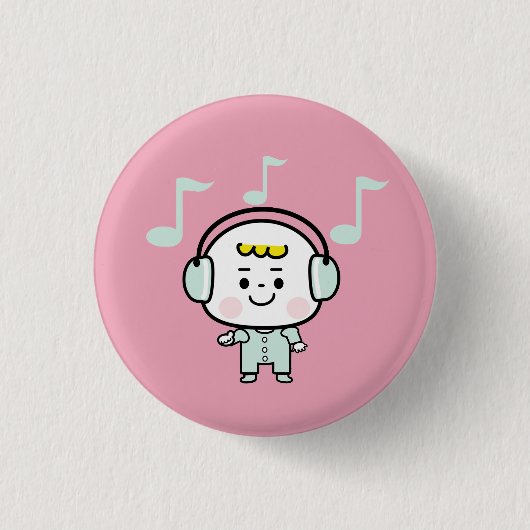 Badge Rond 2,50 Cm garçon musical (Devant)