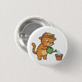 Badge Rond 2,50 Cm Gardening Cat Watering Plant Button (Devant & derrière)