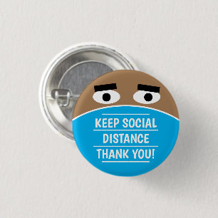 Badge Rond 2,50 Cm Garder le Merci de distance sociale drôle de face