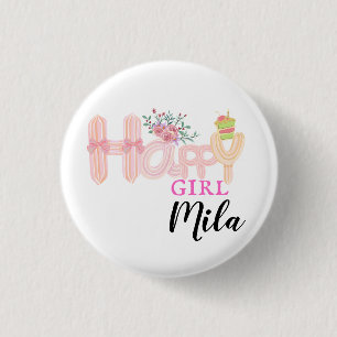 Badge Rond 2,50 Cm gâteau à la crème pour fille heureuse