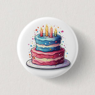 Badge Rond 2,50 Cm Gâteau, conception de gâteau coloré