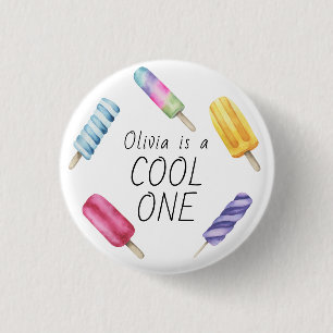 Badge Rond 2,50 Cm Gâteau d'anniversaire glace à l'eau colorée en été