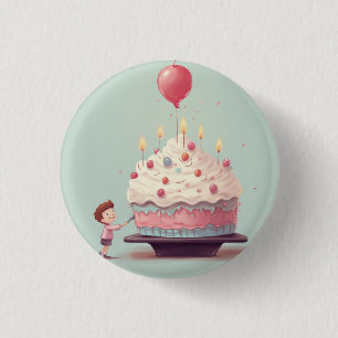 Badge Rond 2,50 Cm Gâteau d'anniversaire, glace, anniversaire