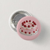 Badge Rond 2,50 Cm Gâteau de fête de la fraise rose (Devant & derrière)