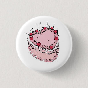 Badge Rond 2,50 Cm Gâteau en forme de cœur sur le thème vintage