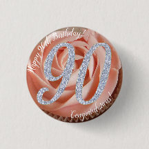 Gâteau pour 90e anniversaire Badge rond 3 cm