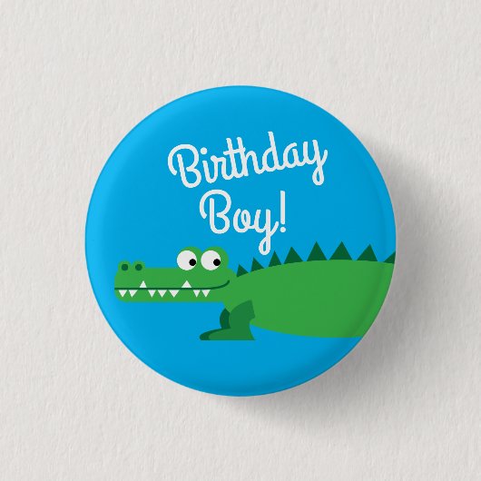 Badge Rond 2,50 Cm Gator Alligator Crocodile Enfants 1er fête d'anniv (Devant)