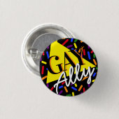Badge Rond 2,50 Cm Gay Ally Arc-en-ciel saupoudré 90s Memphis Style (Devant & derrière)