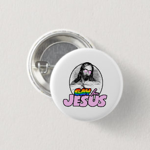 Badge Rond 2,50 Cm Gay pour Jésus Arc-en-ciel