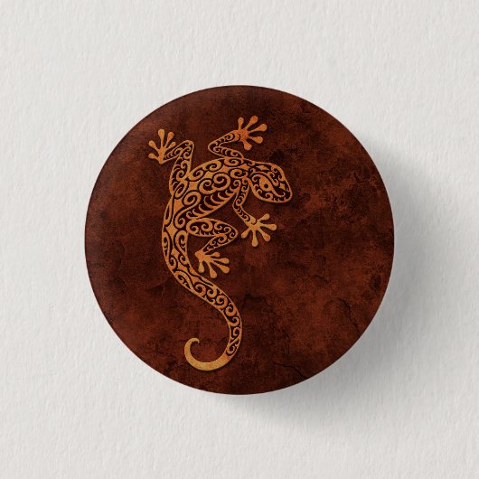 Badge Rond 2,50 Cm Gecko en pierre Brown d'escalade (Devant)