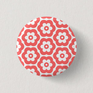 Badge Rond 2,50 Cm Géométrique 290514 (3) - Rose tropicale sur blanc