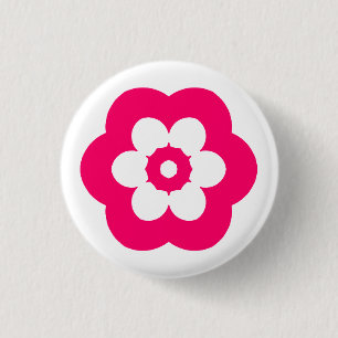 Badge Rond 2,50 Cm Géométrique 290514 (3) - Rouge néon sur blanc