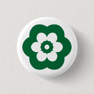 Badge Rond 2,50 Cm Géométrique 290514 (3) - Vert forestier sur blanc