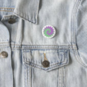 Badge Rond 2,50 Cm Géométrique Violet et Vert (En situation)