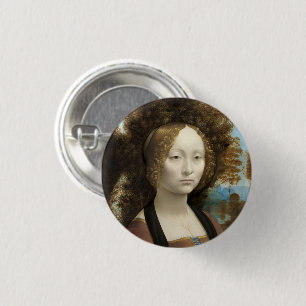 Badge Rond 2,50 Cm Ginevra de' Benci Leonardo da Vinci