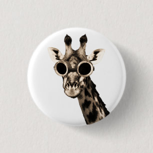 Badge Rond 2,50 Cm Girafe avec des lunettes de lunettes de soleil de