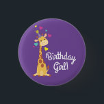 Badge Rond 2,50 Cm Girafe Kid Party Cute Birthday Girafe<br><div class="desc">Cette adorable girafe d'anniversaire est là pour l'anniversaire de votre enfant ! Fonctionne très bien pour une fête de premier anniversaire pour enfants mignons, une fête de zoo, ou juste un enfant qui aime les girafes à tout âge! L'adorable bébé animal porte un petit casquette de fête pour aider à...</div>