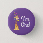 Badge Rond 2,50 Cm Girafe Kids Birthday Party Cute I'm One Pin<br><div class="desc">This adorable giraffe is here for your child's birthday ! It says I'm One ! Works great for a cute kids first birthday, a zoo party, or just a kid that loves giraffes at any age ! Tu peux changer le texte ! The adorable baby animal is wearing a little...</div>