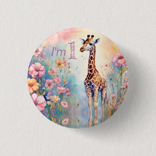 Badge Rond 2,50 Cm Giraffe Garden Pastel (Devant)