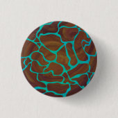 Badge Rond 2,50 Cm Giraffe Impression Brown et Turquoise (Devant)