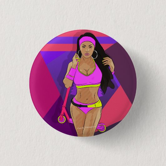 Badge Rond 2,50 Cm Girl with scooter (Devant)