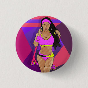 Badge Rond 2,50 Cm Girl with scooter