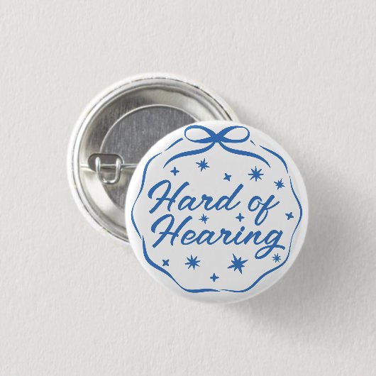 Badge Rond 2,50 Cm Girly Blue Whimsical Doodle Bow Hard of Hearing (Devant & derrière)