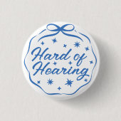 Badge Rond 2,50 Cm Girly Blue Whimsical Doodle Bow Hard of Hearing (Devant)