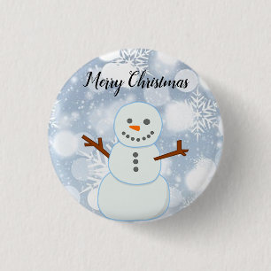 Badge Rond 2,50 Cm Glittery Grey Arrière - plan Avec Snowflakes et ne