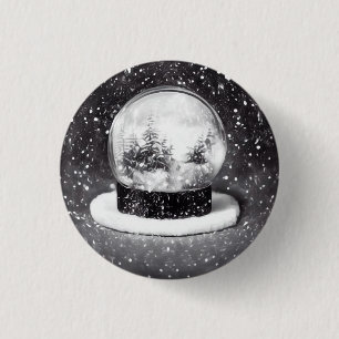 Badge Rond 2,50 Cm Globe des neiges d'hiver