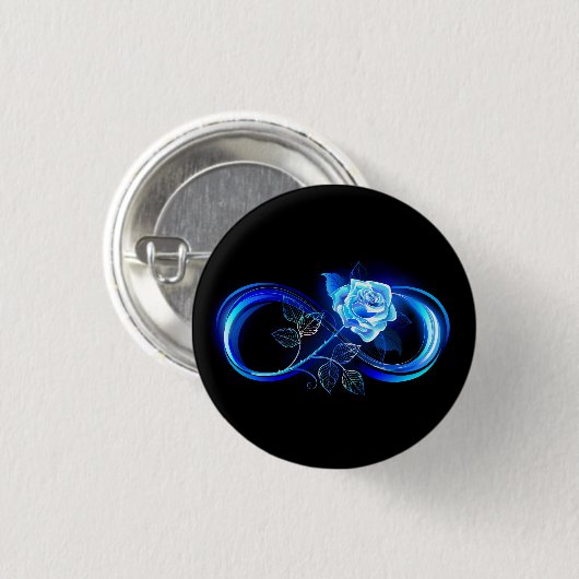 Badge Rond 2,50 Cm Glowing infinity with blue rose (Devant & derrière)