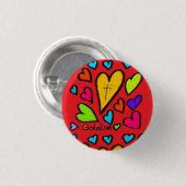 Badge Rond 2,50 Cm God is Love with Hearts Christian (Devant & derrière)