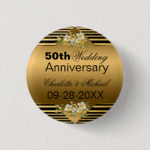 Badge Rond 2,50 Cm Gold 50th Wedding Anniversary (Devant)