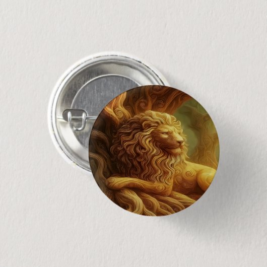 Badge Rond 2,50 Cm Gold Lion Button (Devant & derrière)