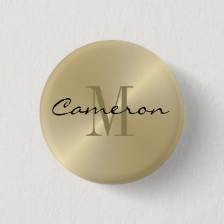 Badge Rond 2,50 Cm Gold On Gold Initial et nom personnalisé