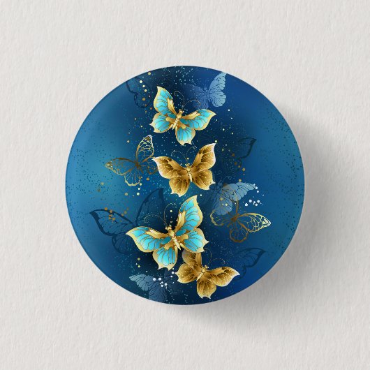 Badge Rond 2,50 Cm Golden butterflies (Devant)