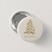 Badge Rond 2,50 Cm Golden Tree Merry Christmas (Devant & derrière)