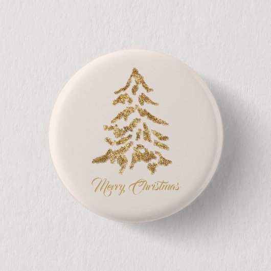 Badge Rond 2,50 Cm Golden Tree Merry Christmas (Devant)