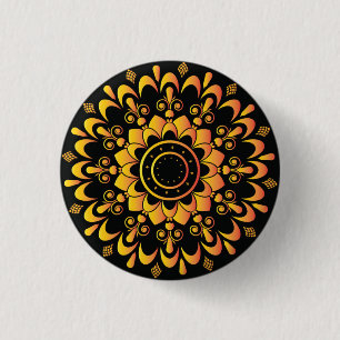 Badge Rond 2,50 Cm Golden Unique Mandala Design
