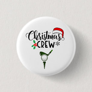 Badge Rond 2,50 Cm Golf Christmas Crew avec golfeur en fer à bille de