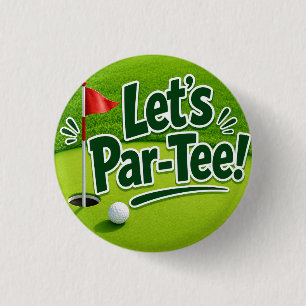 Badge Rond 2,50 Cm Golf Faisons un Par avec un drapeau de golf sur fo